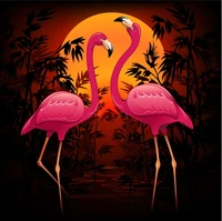 diamond painting flamingo sunset riverside evening red light reeds firebirds diy 3d diamond embroidery red birds mosaic drawing