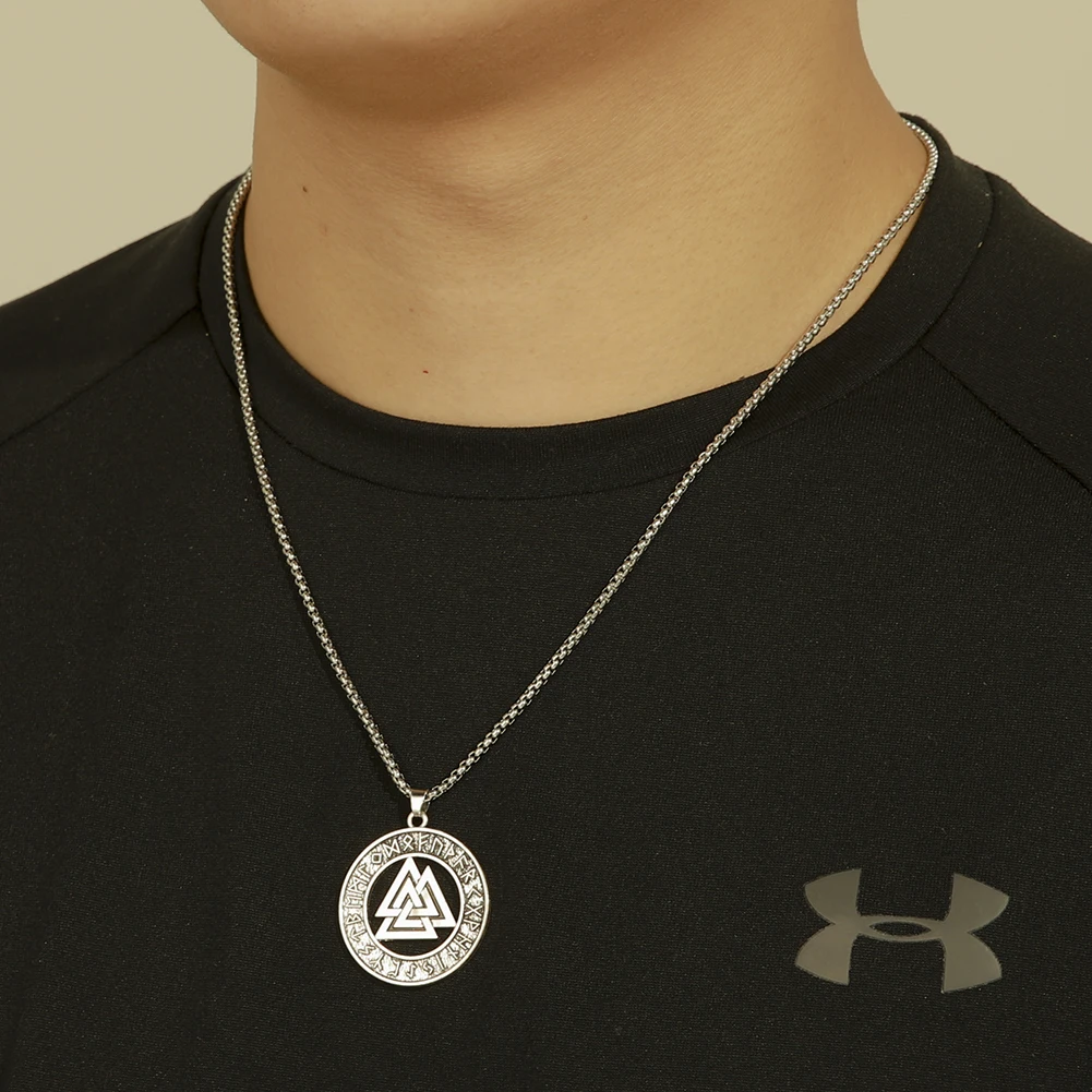 EUEAVAN 10 шт. античное серебристое ожерелье с подвеской в виде символа Одина двойной