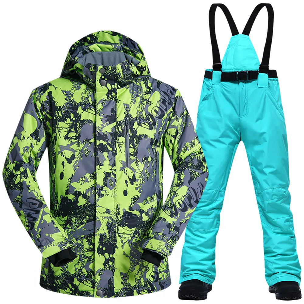 Мужской лыжный костюм брендовая ветрозащитная Водонепроницаемая теплая одежда