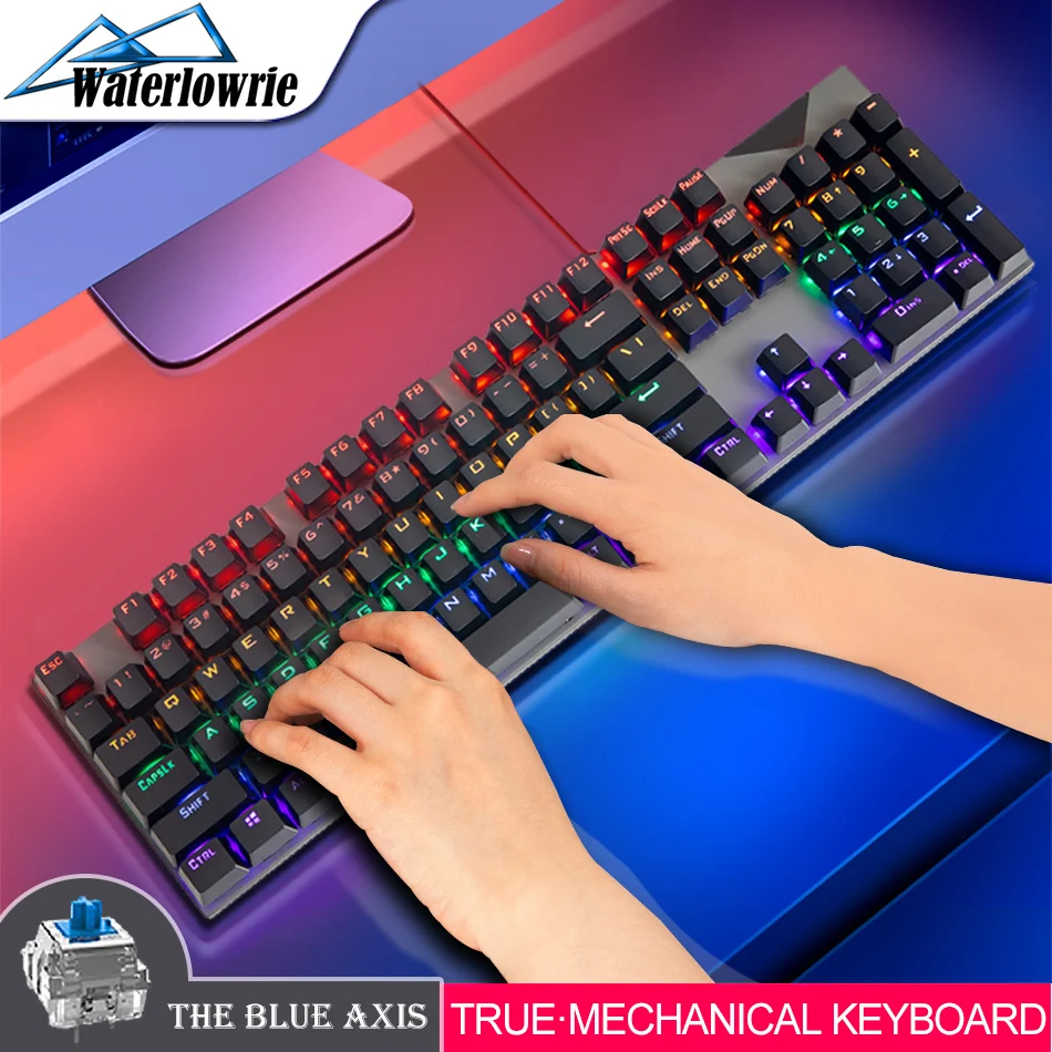 (Русская клавиатуры) Игровая механическая клавиатура 104 ключей USB Проводная со