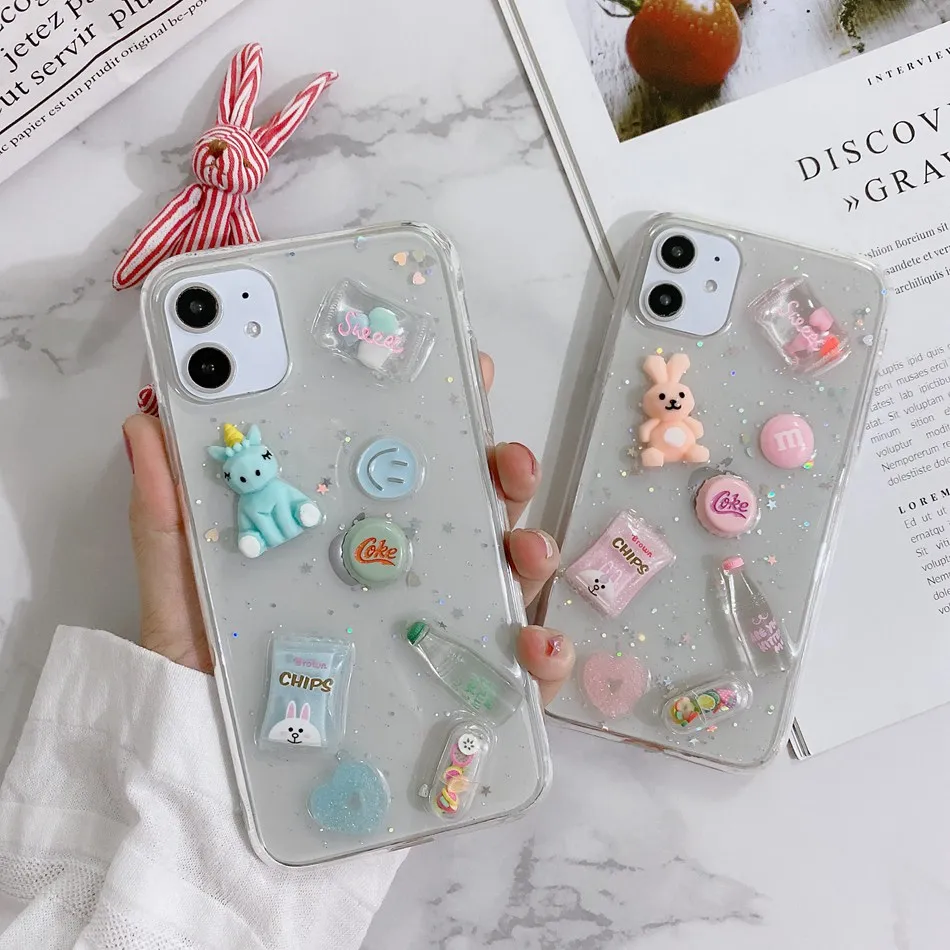 Прозрачный 3D чехол из эпоксидной смолы для OPPO F3 Plus Reno 3 Pro с милыми конфетными