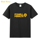 Винтажные Powell Peralta кости логотип Классический комплект из черной кофты с длинным рукавом Новинка летняя мужская футболка с коротким рукавом Мужская Популярные футболки, рубашка, топы Роман унисекс