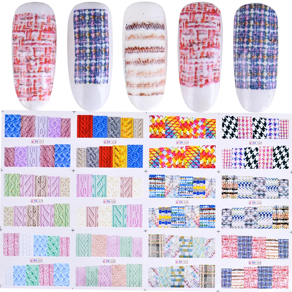 12 шт. наклейки для дизайна ногтей Снежинка Кленовый лист Водная передача Полные