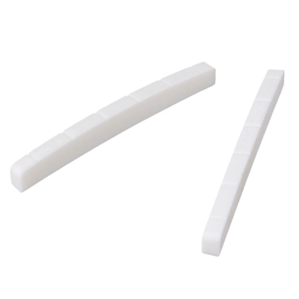 

2x White 4.3cm Electric Guitar Bone 6 String Slotted Nut Bridge for Replacement