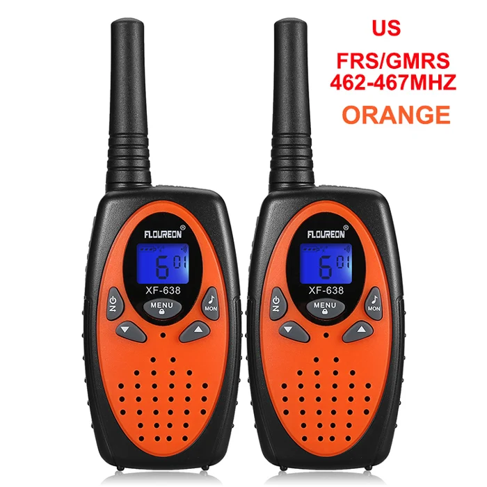 US Orange FLOUREON 8 каналов Детские рации UHF400-470MHz 2-Way Радио 3 км переговорные PMR портативные детские игры рация Intercom - Цвет: US Orange