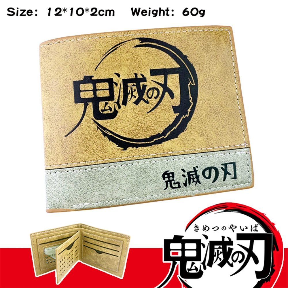 

Anime Demon Slayer PU Wallet Casual Student Teenager Men's Bifold Leather Short Photo Credit Note Cards Holder Purses Hot