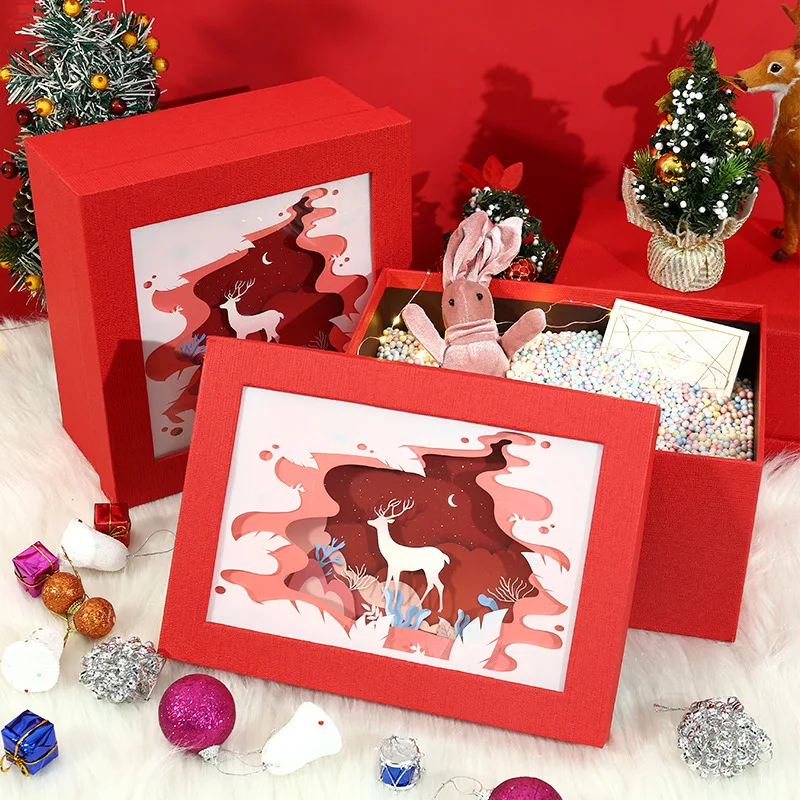 Caja de regalo de Navidad y A&ntilde;o Nuevo, caja vac&iacute;a de embalaje de cumplea&ntilde;os, exquisita caja de embalaje grande de viento-1