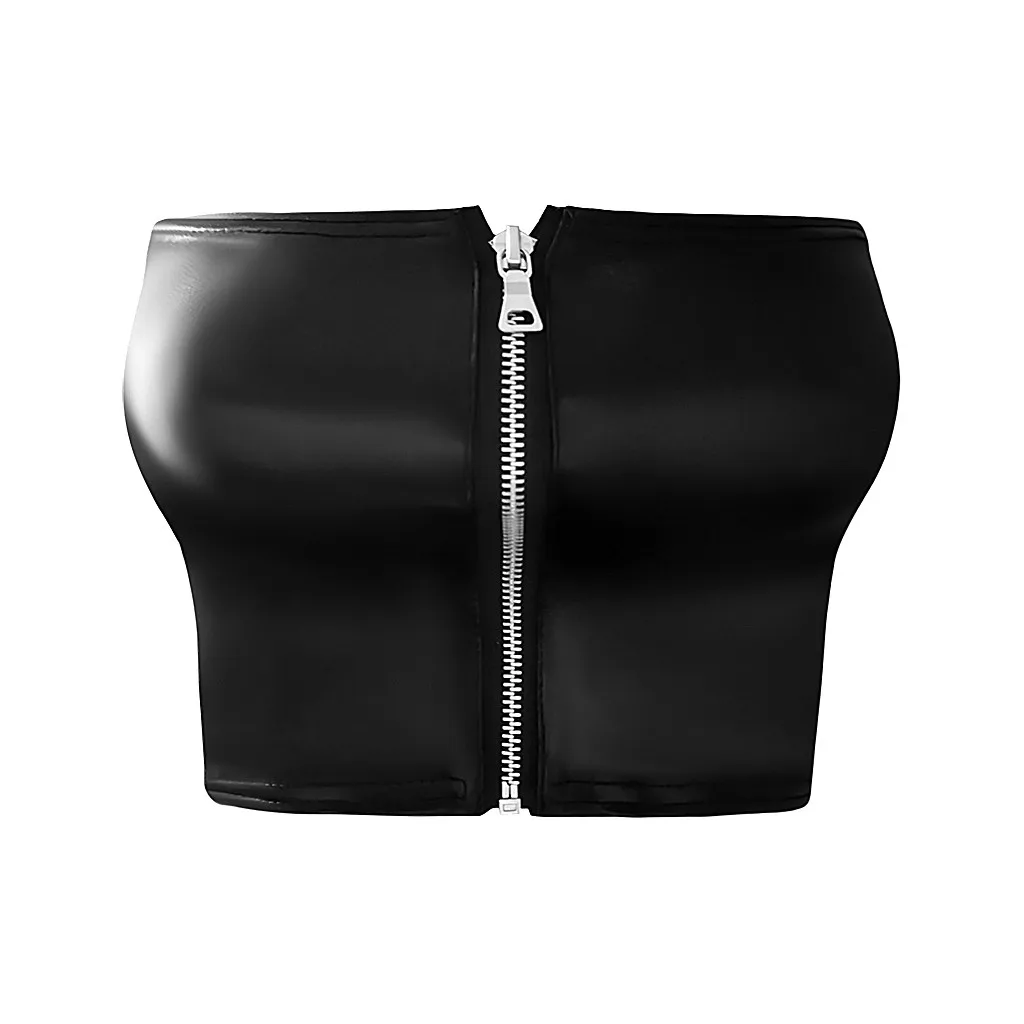 Кроп-Топ женский на молнии пикантная повседневная майка без рукавов с открытыми