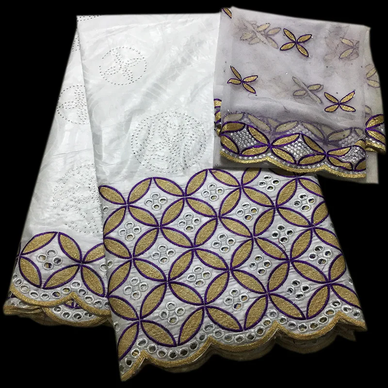 

Top selling circles pattern with stones 5 yards Bazin Riche and 2 yards net lace PB64 Fast delivery African WAX lace Fabric