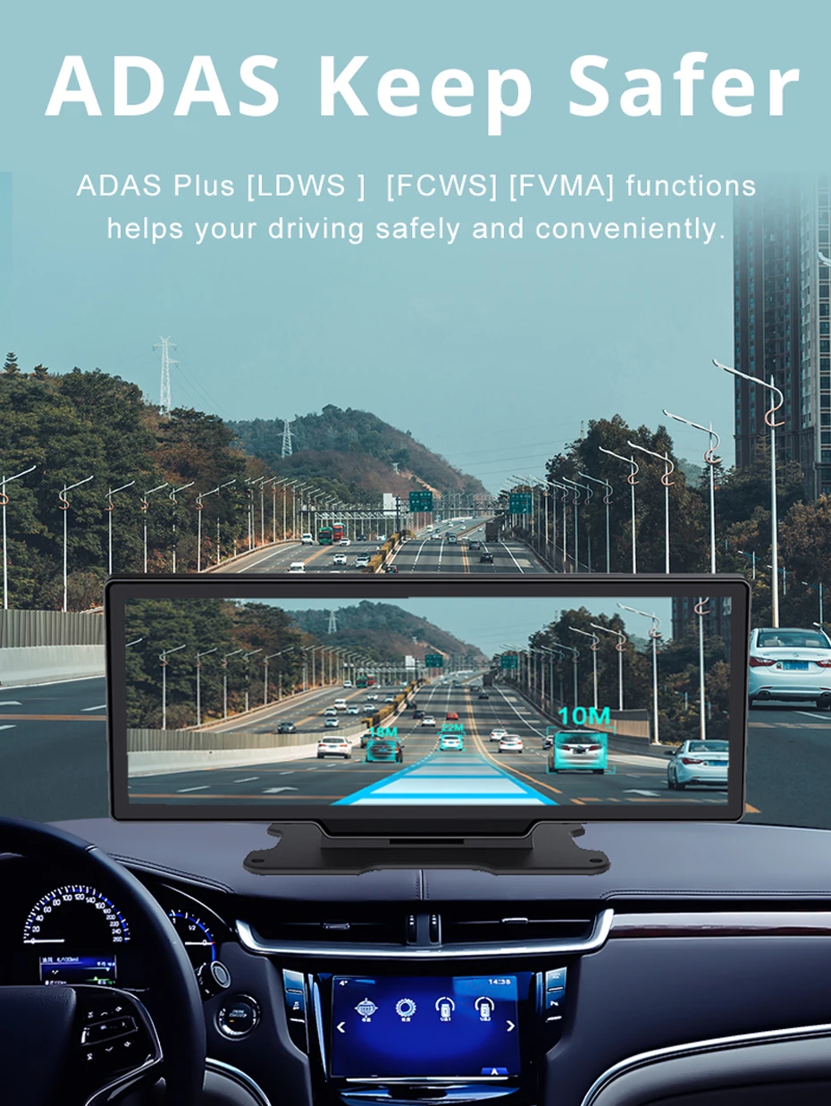 Автомобильный видеорегистратор Bluavido 11 дюймов 4G ADAS Android GPS-навигатор приборная