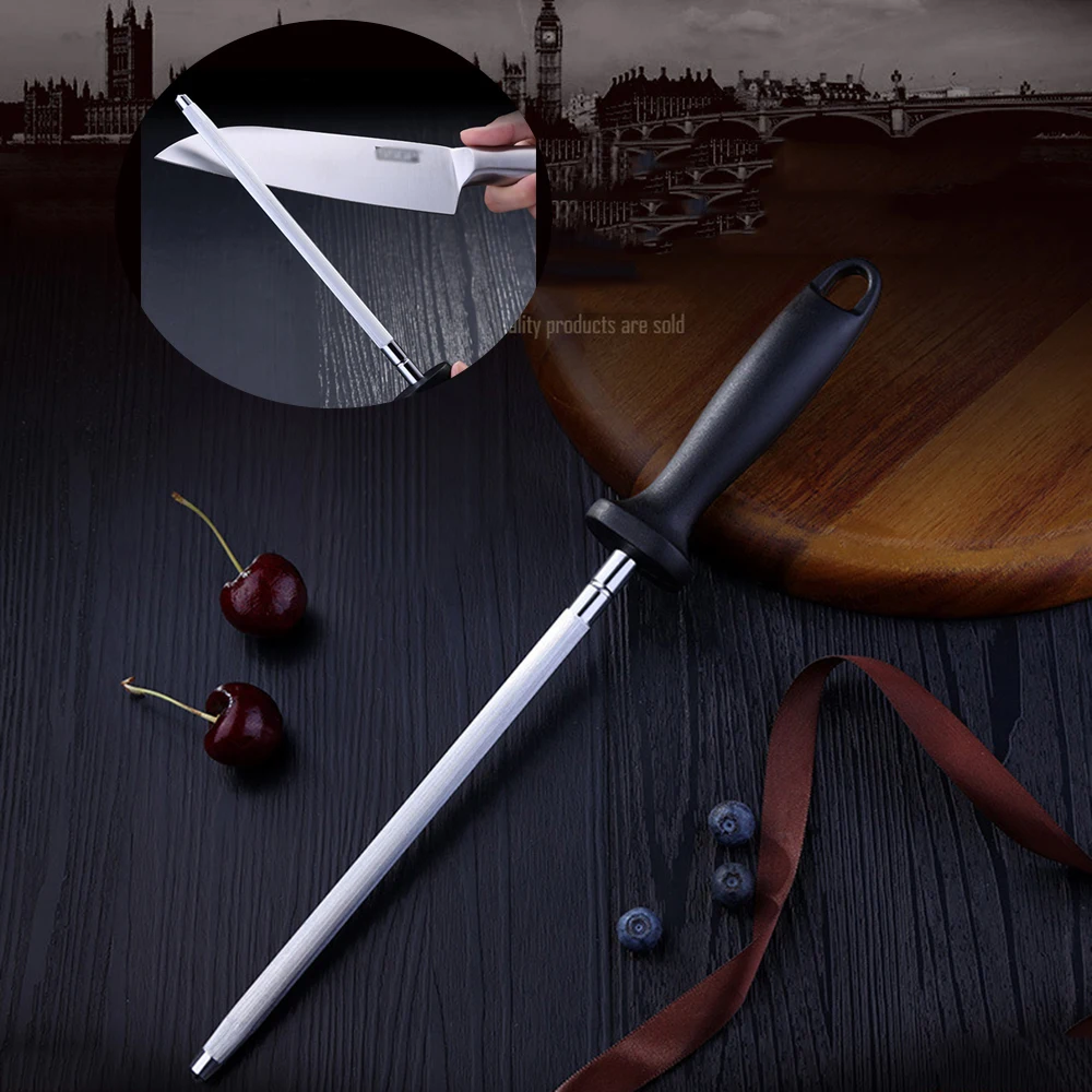 

Carbon Steel Sharpener 10 Inch Kitchen Knife Sharpening Tool Professional Sharpening System Plastic Handle Kitchen Accessories