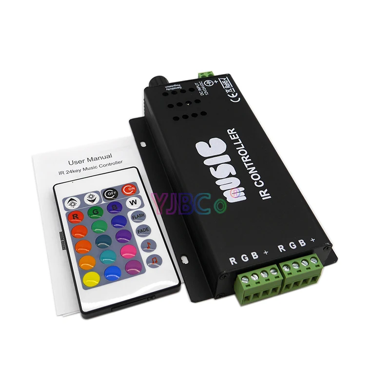 Music 24 Keys RGB LED Strip Controller DC 12V 24V Sound Sensitive Lights tape dimmer switch with IR wireless Remote