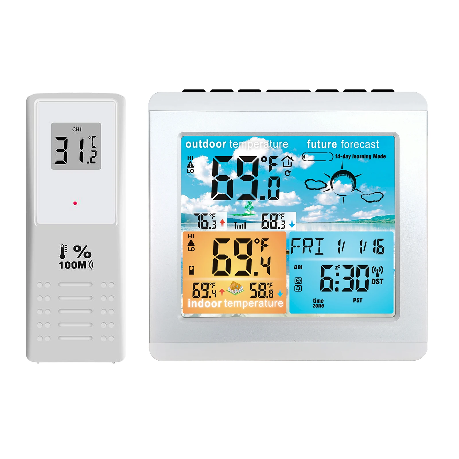 

Latest 2021 Wireless Indoor Outdoor Thermometer, HD Color Screen, Room Hygrometer with Weather Forecast