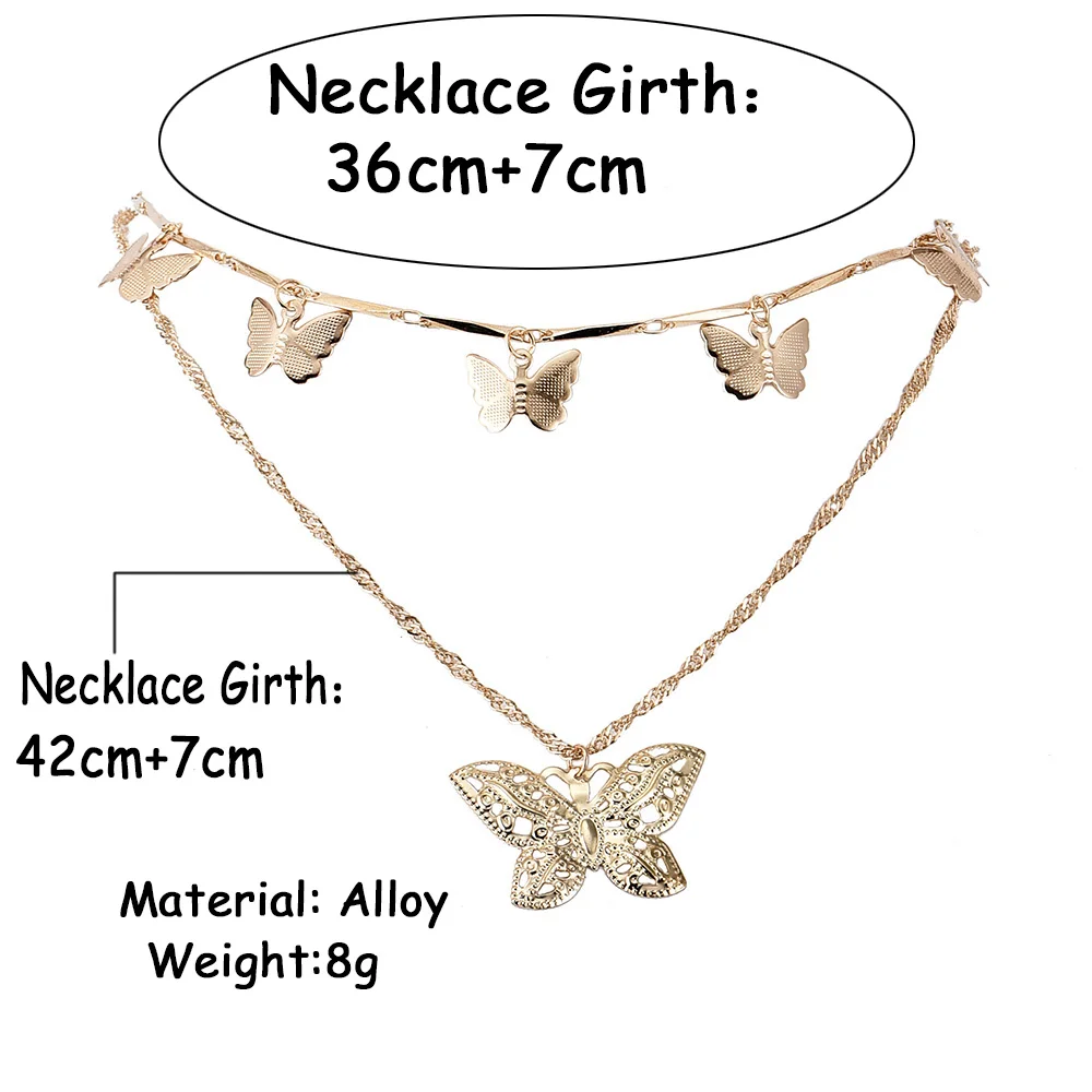 Bls-чудо Boho винтажные золотые ожерелья для женщин полый кулон в форме бабочки 2019