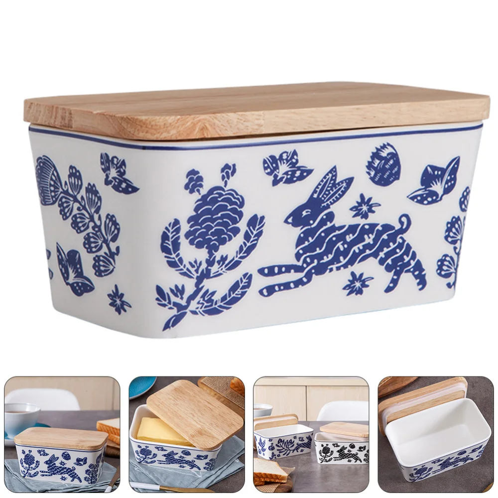 1 шт. керамический контейнер для масла с деревянной крышкой | Дом и сад