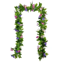 artificial morning glory flower vines 4pcs hanging plants greenery garland ivy for wedding garden wall fence home decor