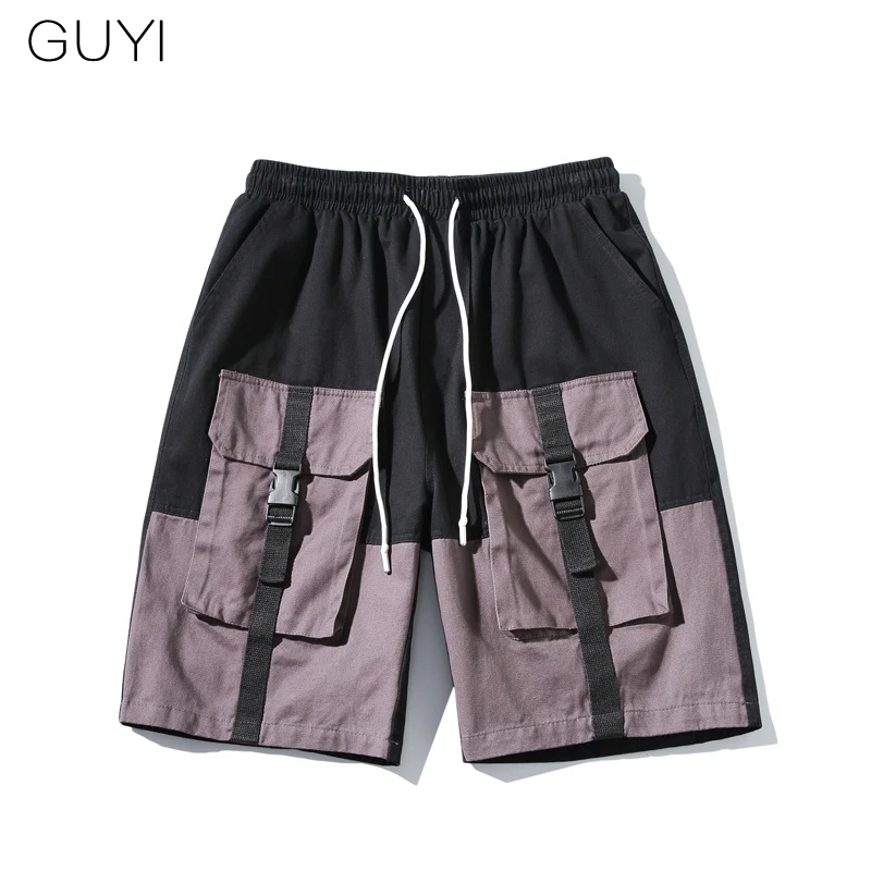 

Hip Hop Patchwork Casual Cargo Shorts Trousers for Men Sweat Male Multi Pockets Short Pants Streetwear Joggers Skateboard Pants