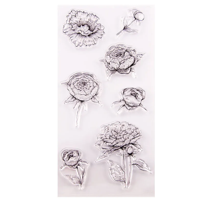 

NEW Clear Stamp of Peony flowers Chrysanthemum Bud Scrapbooking Paper DIY Card Album Soft Seal Transparent Stencil Handcrafts