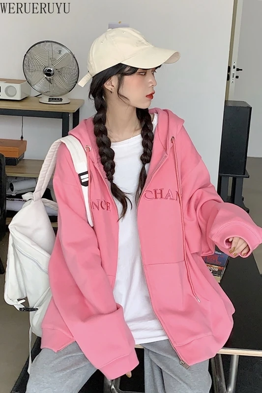 

WERUERUYU 2020 New Women's Jacket Hooded Long Sleeve Casual Windbreaker Female Loose Jackets Oversize Ladies Outerwear Plus Size