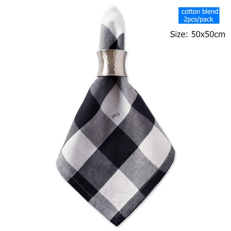 black 50x50cm 2pcs MTL клетчатый узор хлопок настольная дорожка коврик Салфетка украшение ткани - Цвет: black 50x50cm 2pcs