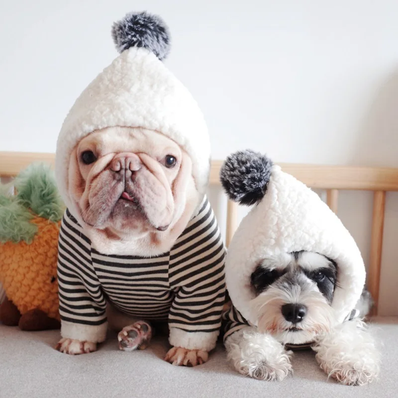 

Pet Dogs Hoodie Coat Cute Stripe Puppy Clothes For Small Medium Dog Teddy French Bulldog Winter Dog Clothes
