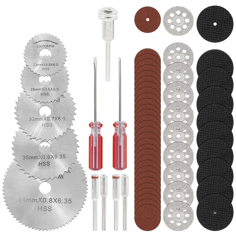 

62 шт. наборы алмазных режущих дисков 1/8 дюйма хвостовик мини отрезное колесо роторный инструмент Аксессуары с оправками и отверткой