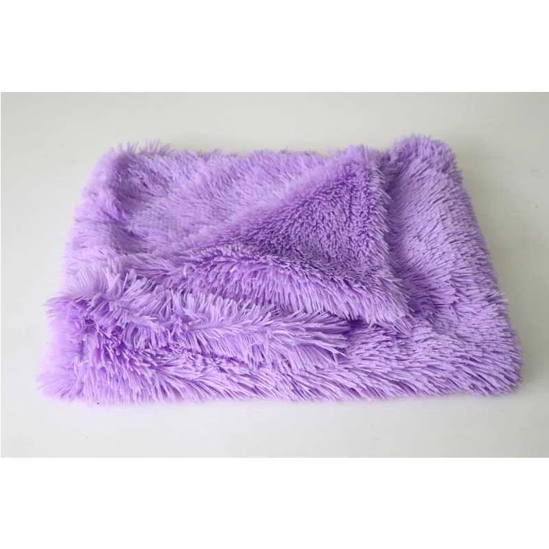 purple Мягкий плюшевый дышащий коврик для кровати для собак и кошек, зимний теплый спальный чехол для домашних животных, товары для собак и кошек - Цвет: purple