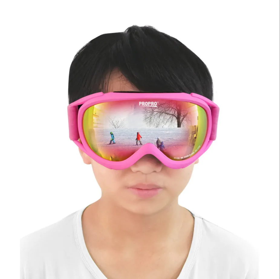 Winter Snow Goggles For Children 3-15 Years Old With Double Anti-Fog Lens Warm And Breathable As Outdoor Sports Safe Glasses