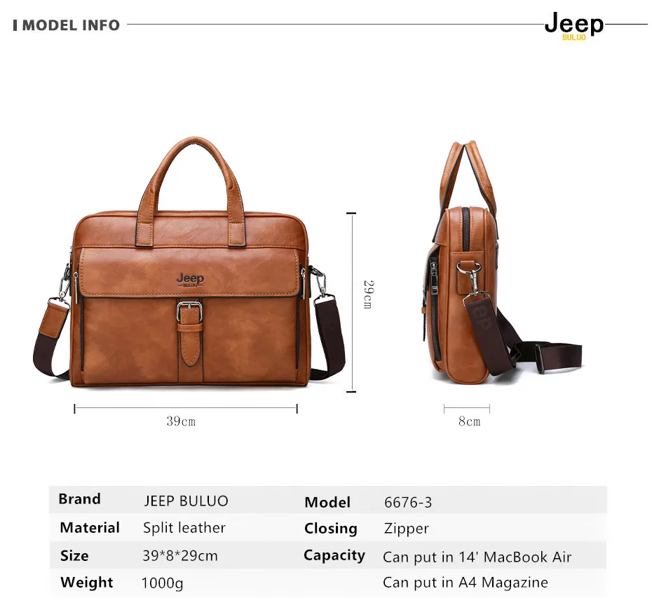 JEEP BULUO, новинка, мужской деловой портфель, сумка, высокое качество, дорожная сумка для мужчин, спилок, кожа, 14 дюймов, для ноутбука, сумки-мессенджеры