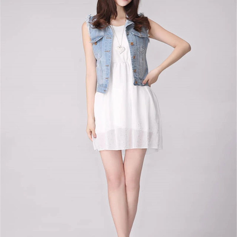 Женская джинсовая куртка без рукавов повседневный винтажный кардиган из денима