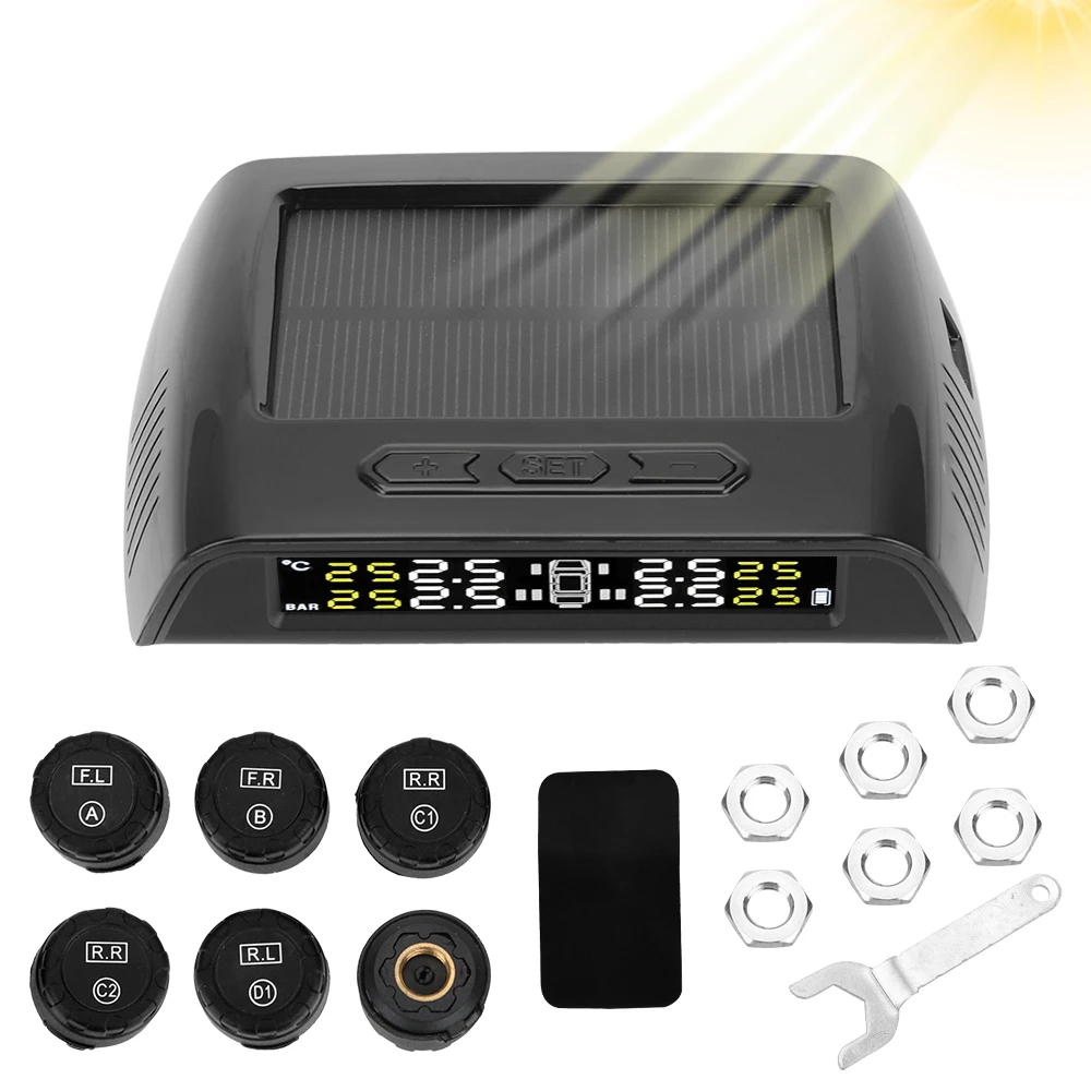 

Система контроля давления в шинах автомобиля, 6 шт., 8,0 бар, солнечная зарядка, USB