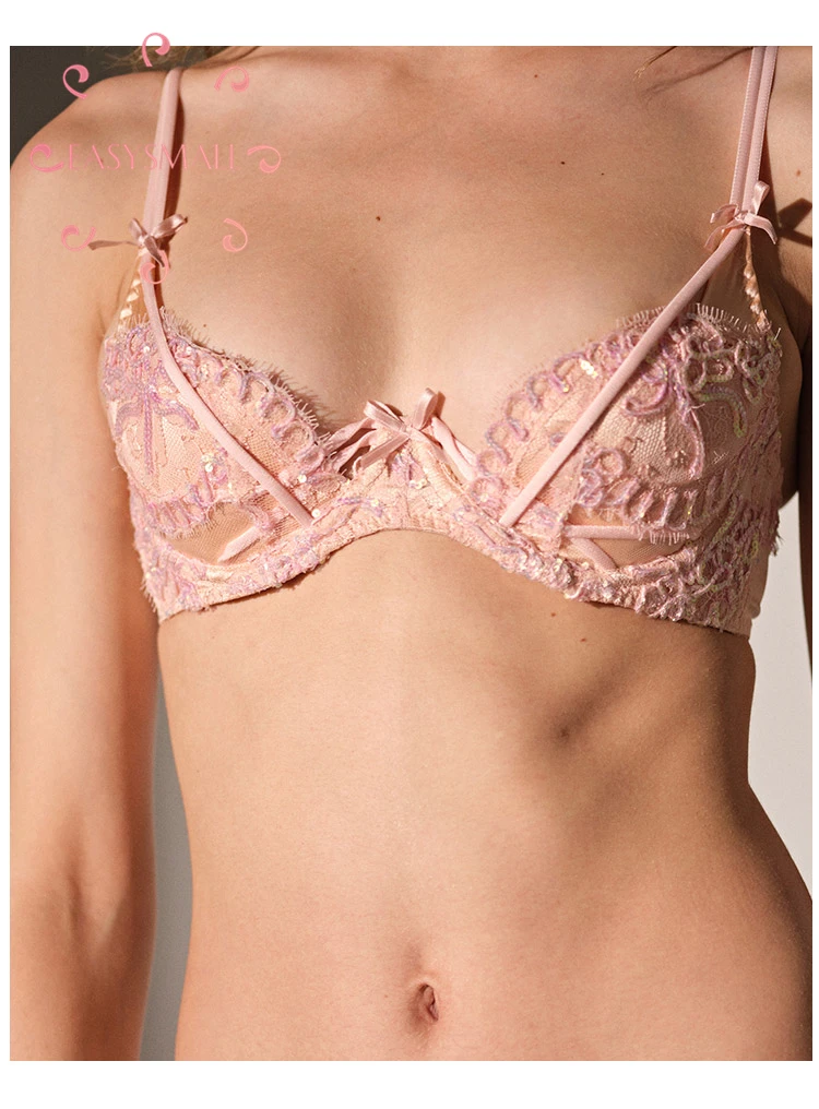 Женский бюстгальтер с блестками EASYSMALL кружевной пуш ап без бретелек невидимый