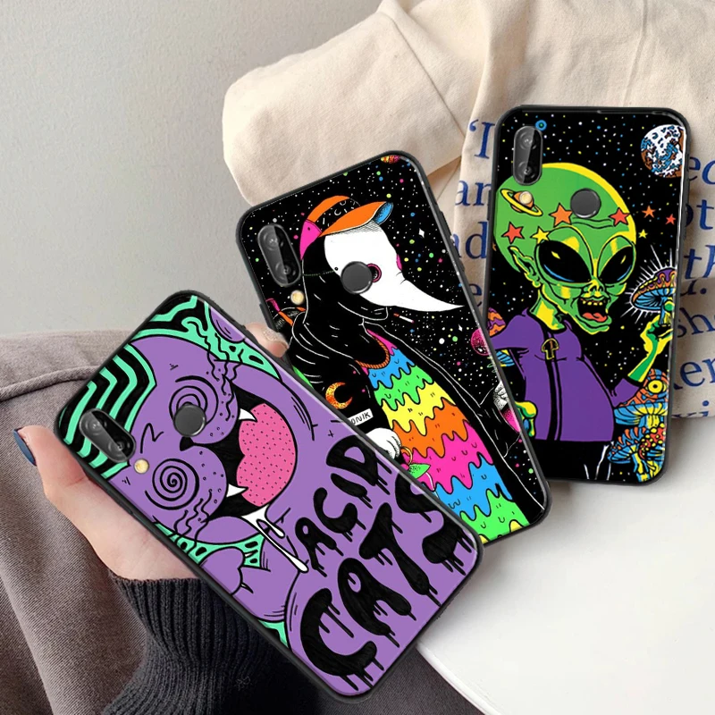 

Colourful Psychedelic Trippy Art Phone Case For Huawei P Smart Z 2019 2021 P20 P30 P40 P40 Lite Pro Mandala Chakra Yoga Coque