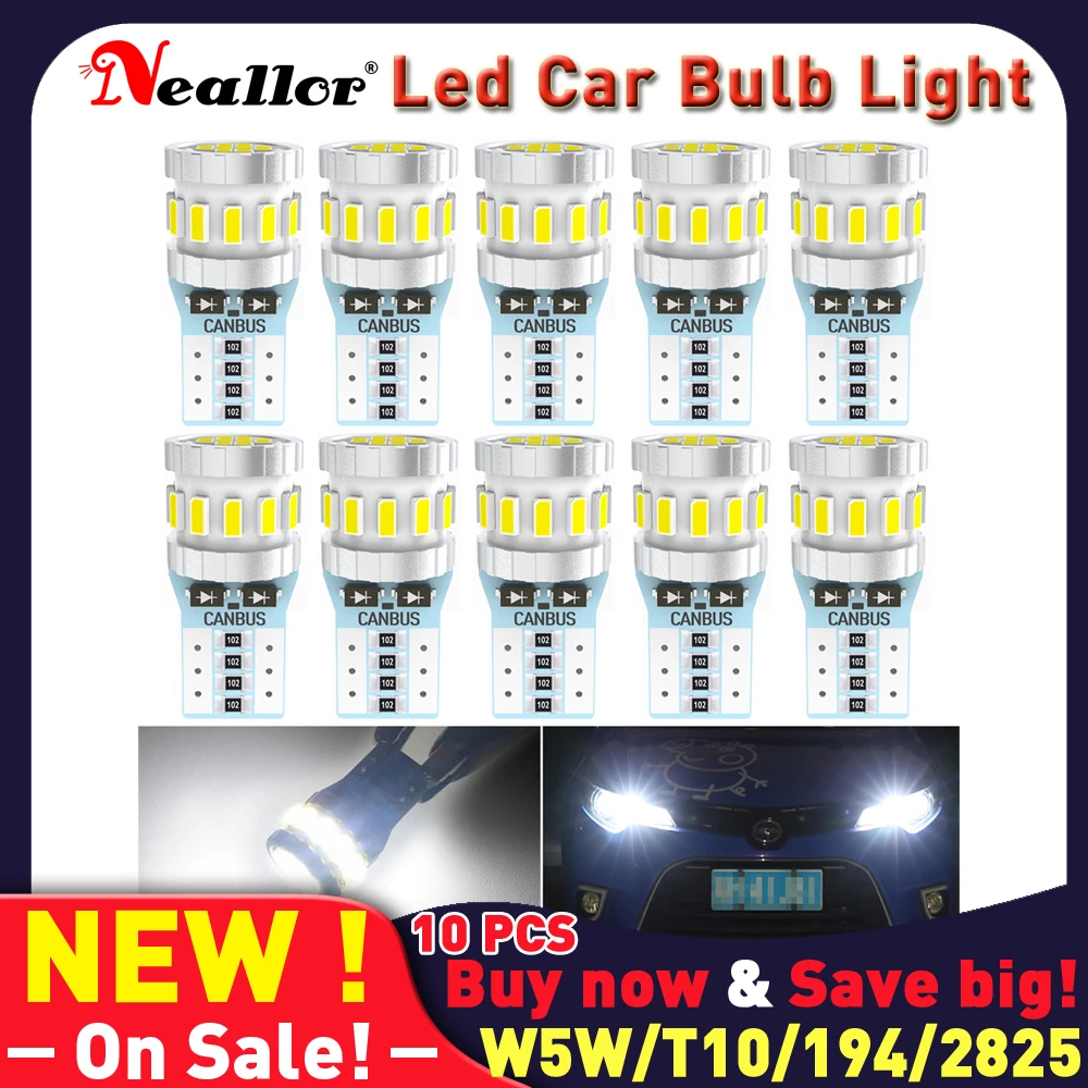 

W5W T10 светодиодный Canbus лампы 3014 SMD 194 168 для очистки автомобиля Автомобильные стояночные огни авто Интерьер Чтение сигнальная лампа белый кра...