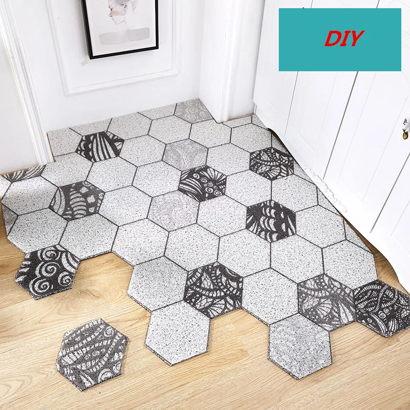 

Nordic style DIY pvc wire loop carpet Entry door mat waterproof non-slip bathroom rug custom made Doorway soft floor mat