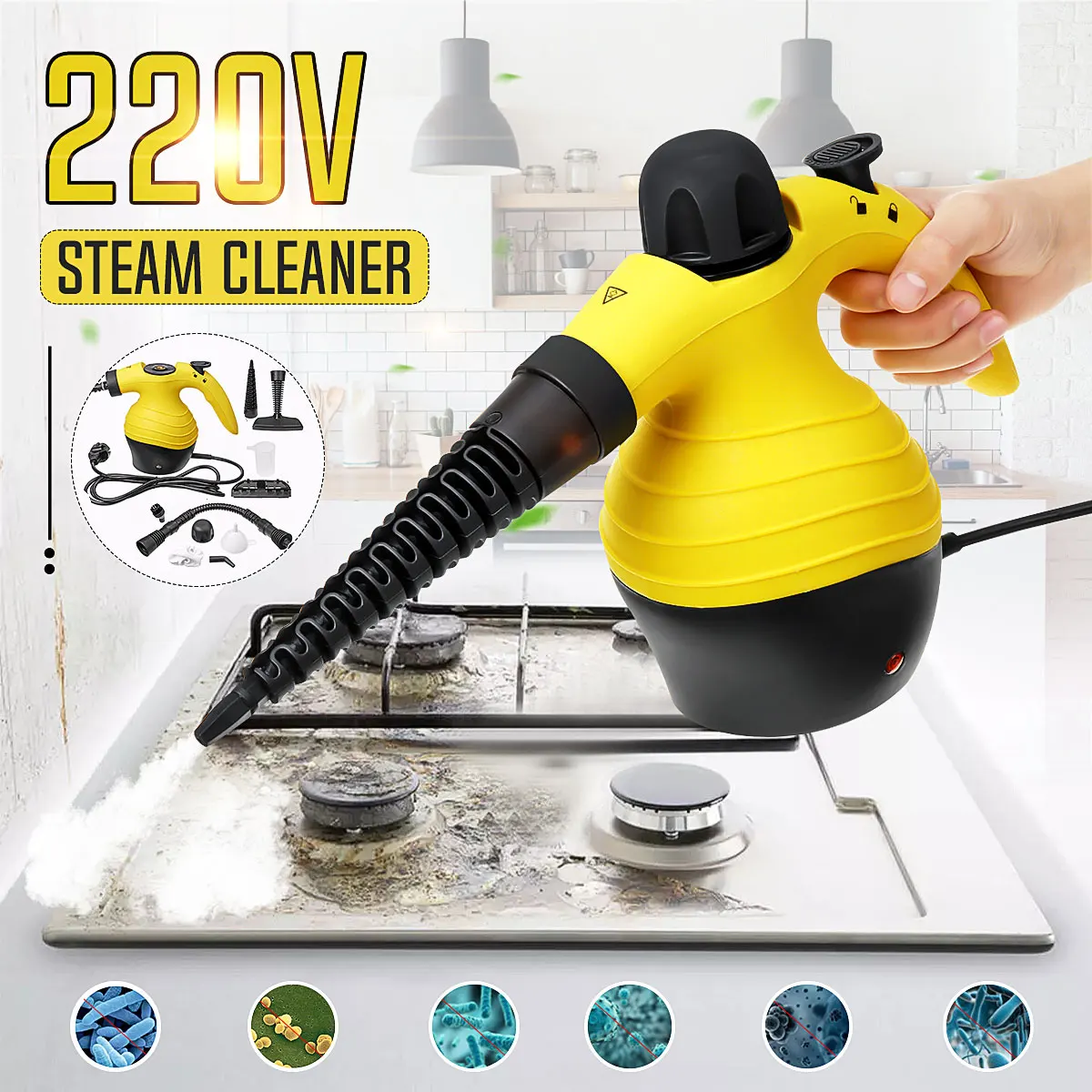 

220~240V Handheld Steam Cleaners Sterilizer Sprayer Disinfection Home Kitchen Office Room Cleaning Tool for Carpet Clothes