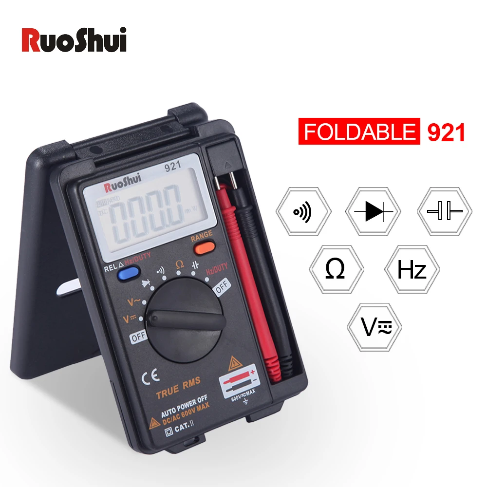 Портативный мини мультиметр RuoShui 921 портативный амперметр с автоматическим