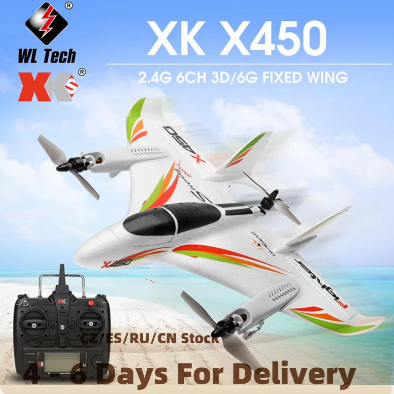 WLtoys XK X450 2 4G 6CH 3D 6G RC самолет бесщеточный вертикальный взлет с светодиодный