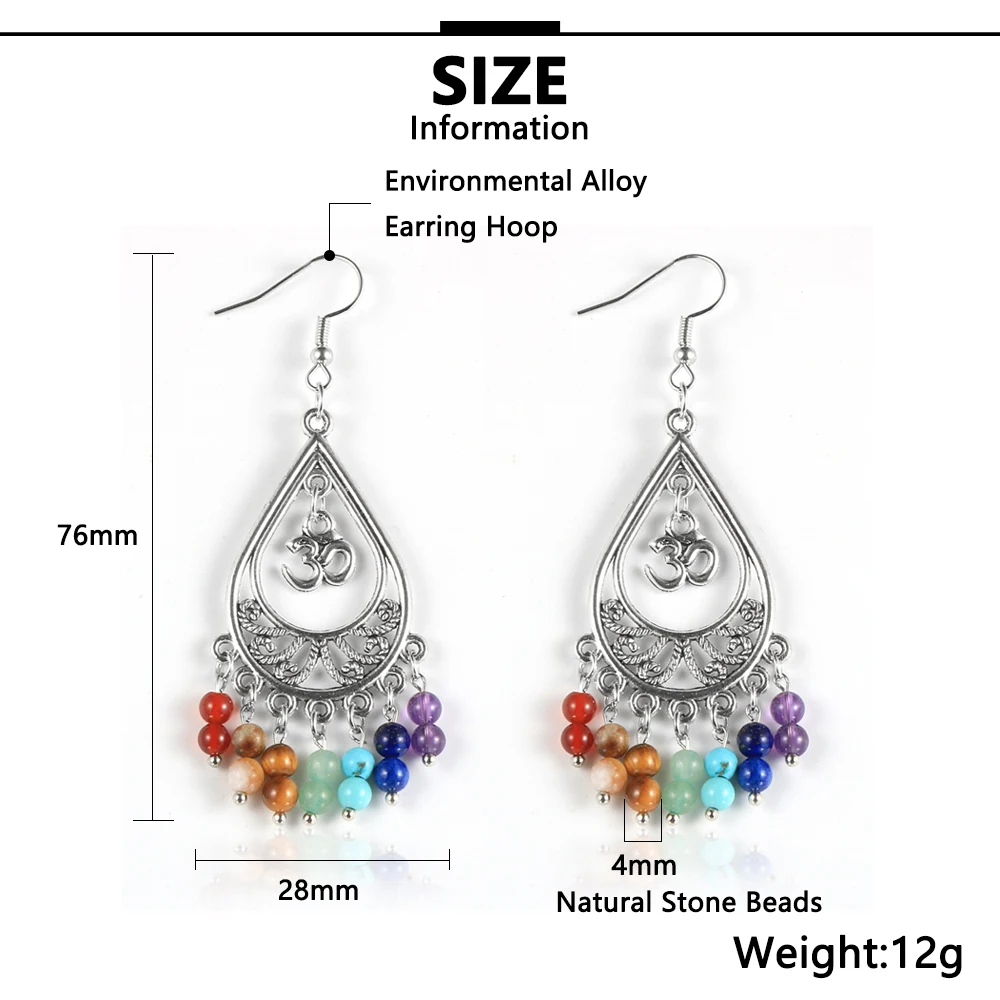 Reiki 7 Chakra Natural Stone Drop Earrings For Women 2020 Fashion Boho Chip Gravel Beads Tassel Dangle Hangling Earring Jewelry | Украшения