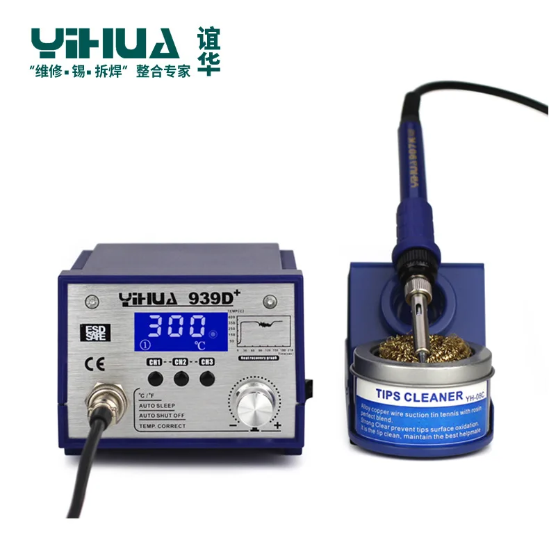 YIHUA 939D+ паяльная станция s Высокая мощность термостат умная паяльная станция 75 Вт Регулируемая температура 110 В 220 В паяльная станция