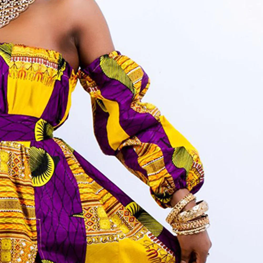 Женское платье с геометрическим принтом в африканском стиле сексуальное длинное