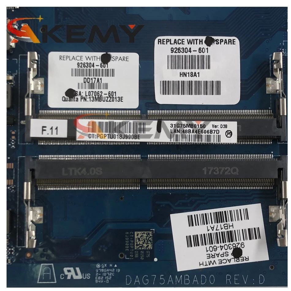 Online 926307-001 926307-601 Für HP TPN-Q193 15-CB Laptop Motherboard DAG75AMBAD0 Mit I5-7300HQ CPU GTX1050 4GB-GPU 100% Vollständig Getestet