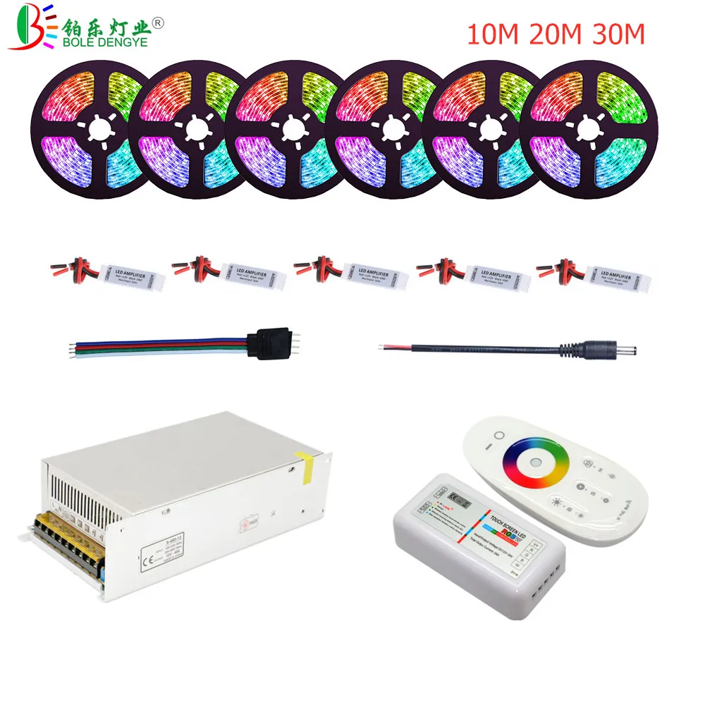 

Светодиодная лента 10 м, 20 м, 30 м, 5050 RGB, подключенная в серии для быстрого освещения, 12 В постоянного тока, 5050, 30 светодиодов/м, 60 светодиодов/м, л...