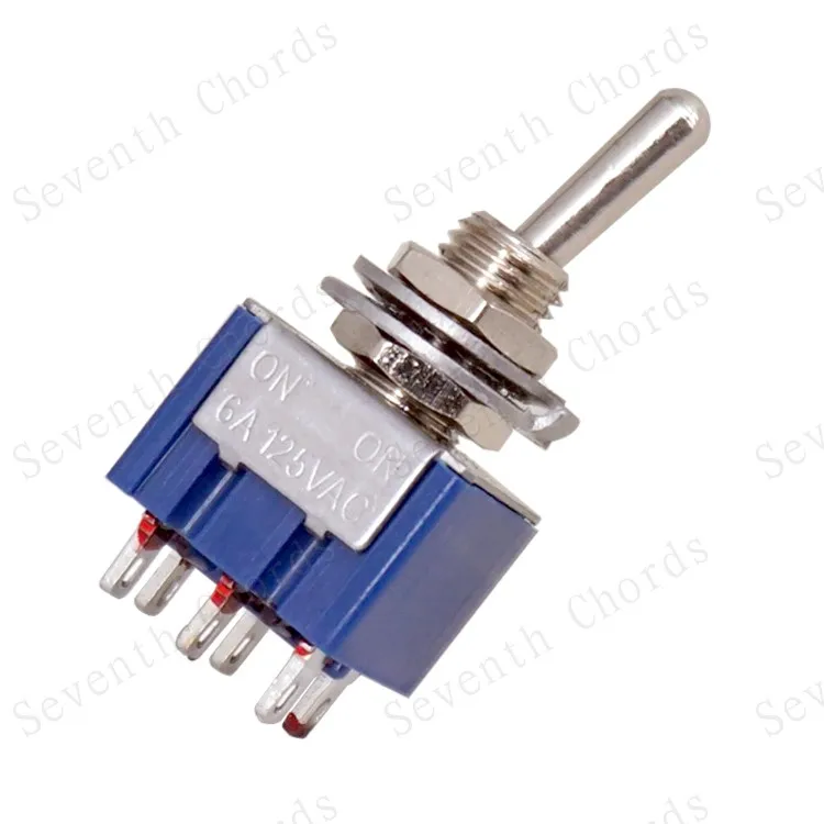 2 Pcs 6 Pin DPDT ON - 6A 125VAC Mini Position Toggle Switches Selector for Electric Guitar Bass | Parts & Accessories