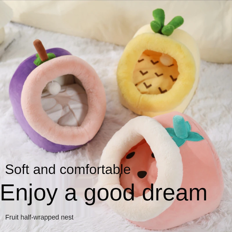 

Sweet Cat Bed Warm Pet Basket Cozy Kitten Lounger Cushion Cat House Tent Very Soft Small Dog Mat Bag For Washable Cave Cats Beds