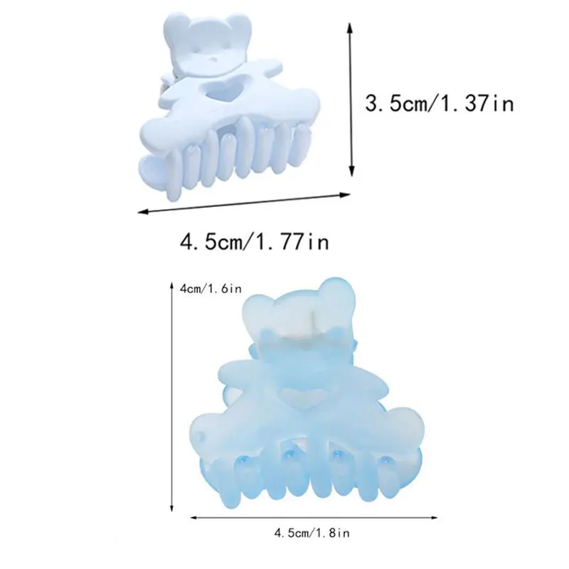 

Women Girls Acrylic Bear Hairpin Hair Accessories Matte Hair Claw Transparent Candy Color Heart-shape Bear Hair Clips