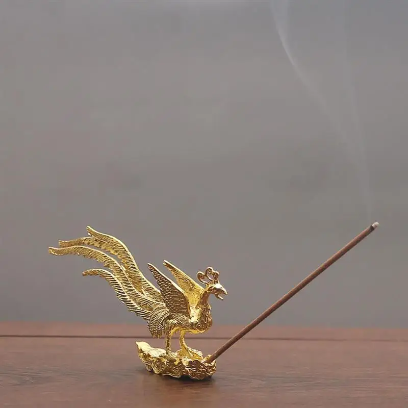 

Antique Gold Phoenix Incense Burner Incense Stick Holder Home Decor Zinc Alloy Aromatherapy Furnace Yoga Studio/ Living Room