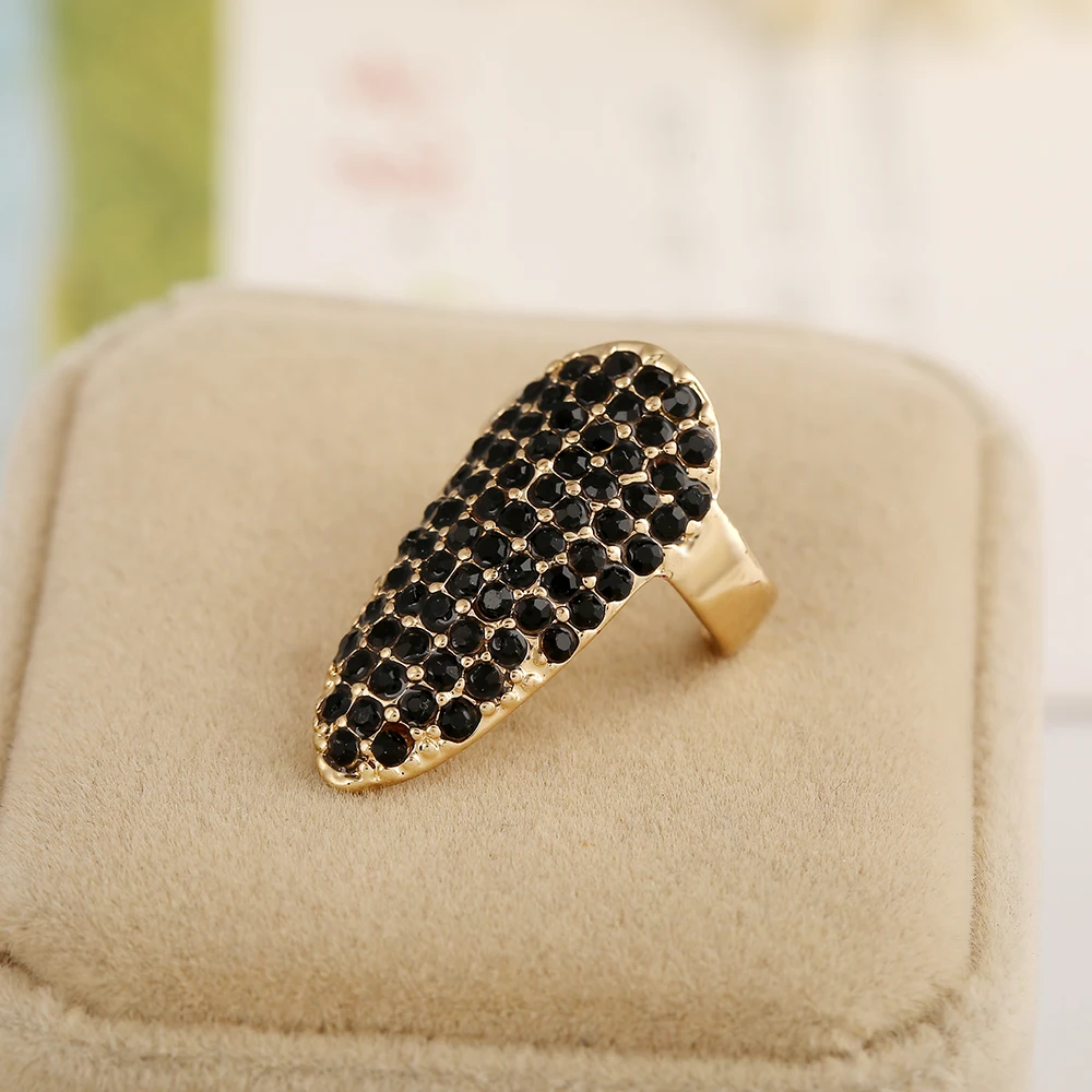 Женские кольца для ногтей модные роскошные стразы черного и белого цвета с