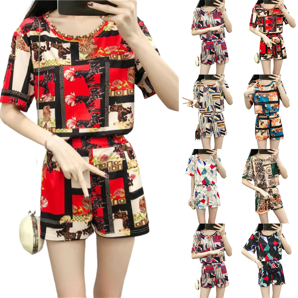 

Ladies Summer Sports Casual Suit Womens Short Sleeve T-Shirt Top + Shorts Set