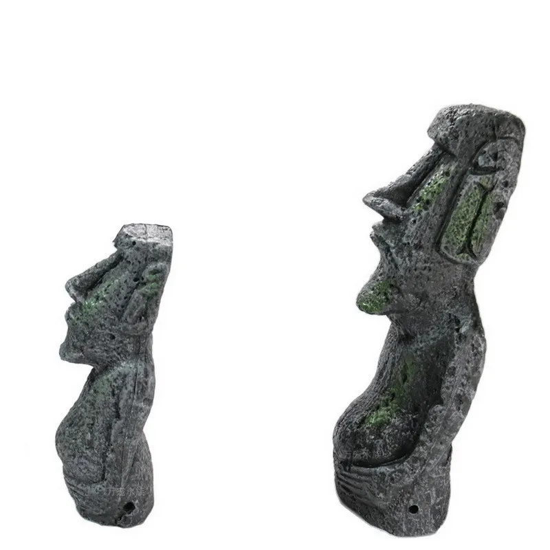 Искусственные аквариумные украшения из смолы статуя с острова Пасхи подводное